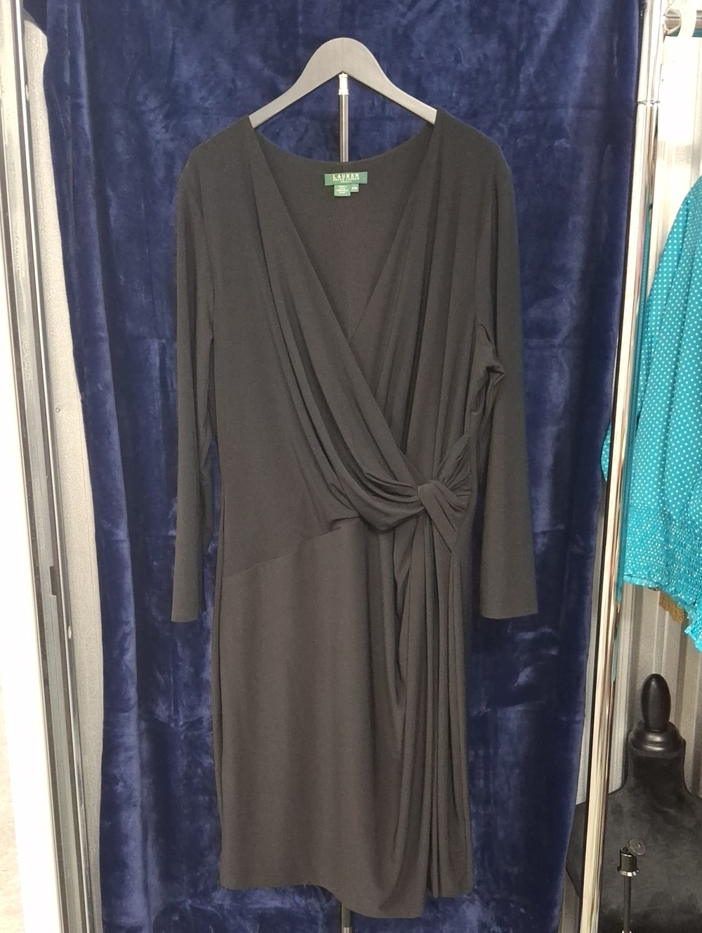 Lauren Ralph Lauren  Black Knot-Detail Long Sleeve Wrap Dress